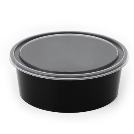 750ml Round Black Flat Container
